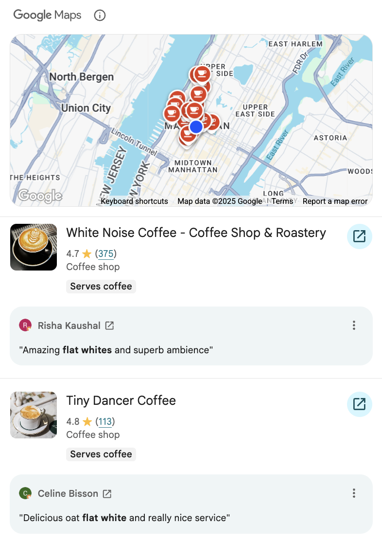 Rendered contextual Places widget