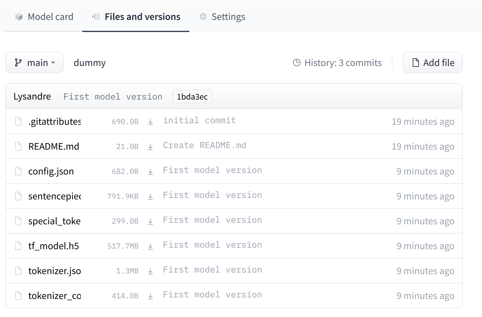 The 'Files and versions' tab now contains all the recently uploaded files.