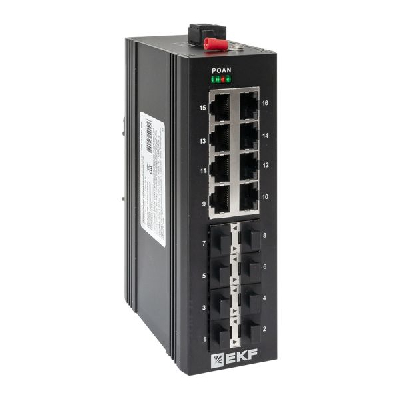 Коммутатор промышленный неуправляемый U-8GX/SFP-8GT, 8 портов 1000Base-X SFP, 8 портов 10/100/1000Base-T(X) RJ45, монтаж на динрейку TSX EKF