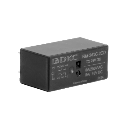 Реле миниатюрное низкопрофильное, 1CO, ком. ток 16А, AgSnO, напряжение 24V DC