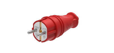 MultiSet Вилка 2К+З прямая каучуковая 16А/250В IP44 Красная