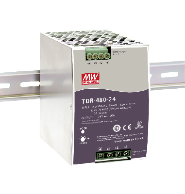 Блок питания AC-DC, 480Вт, ККМ, 3-х фазный, вход 340-550В AC, 47-63,480-780В DC, выход 24В,20A, рег. вых 24-28В, в кожухе на DIN-рейку