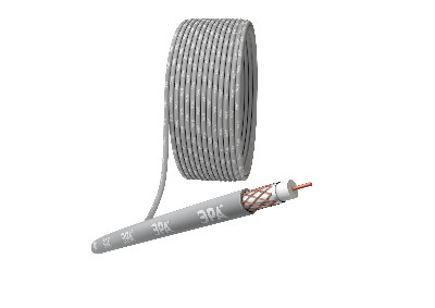 Кабель коаксиальный RG-6U 75 Ом Cu,  оплётка Cu 64% нг(АHF серый 100м R-64-HF100