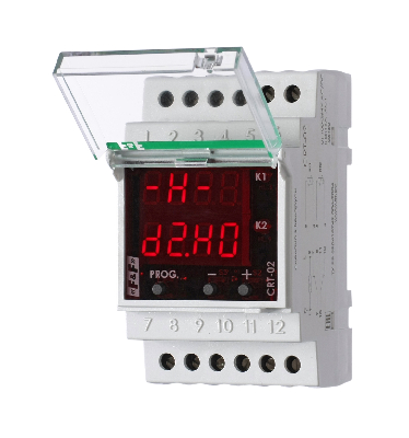 Терморегулятор CRT-02 (-50°C-+140°C) для систем снеготаяния/антиобледенения на шину DIN, с датчиком RT823 на проводе, 2х16А