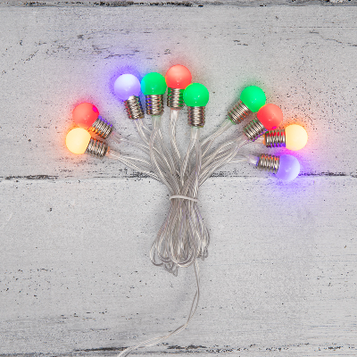 Гирлянда светодиодная мини-лампочки 1.5 м, 10 LED, прозрачный ПВХ, свечение мультиколор, 2 х АА батарейки не в комплекте