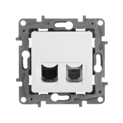 ETIKA Розетка телефонная+компьютерная RJ11+RJ45 категория 5 UTP белая