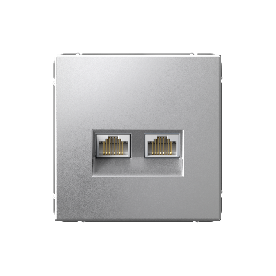 ARTGALLERY РОЗЕТКА двойная компьютерная RJ45+RJ45, кат. 5е, механизм, АЛЮМИНИЙ