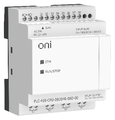 Модуль ПЛК 410 ЦПУ 4 DI 4 UI (0-10 В/DI) 4 RO 12В-24В DC или 24В AC с Ethernet портом без экрана