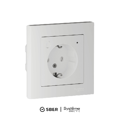 ATLASDESIGN SMART РОЗЕТКА с заземл., со шт., Zigbee, L+N, 16А, мех., БЕЛЫЙ