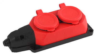 Колодка каучуковая с/з 2гн 16A IP44 красная (12/120/720)