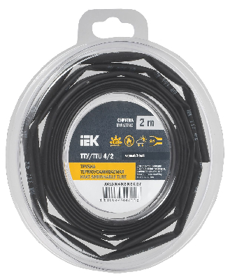 Трубка термоусадочная ТТУ нг-LS 4/2 черная (2м/упак) IEK