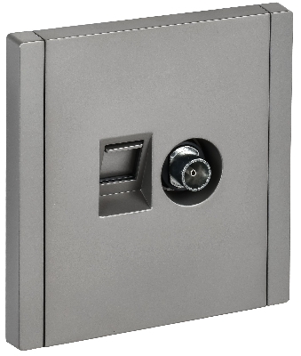FORTE&PIANO Розетка двойная TV+RJ45 кат.5E FP536 сталь IEK