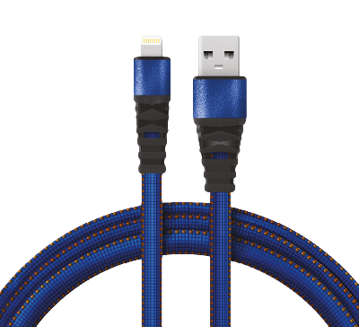 Кабель USB-Lightning 2.4 A, 1 м, синяя нейлоновая оплетка, 18-7053,