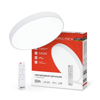 Светильник светодиодный SCANDY SIMPLE-95RCW 95Вт 230В 3000-6500K 7600Лм 500x50мм с пультом ДУ белый IN HOME