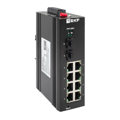 Коммутатор промышленный управляемый уровня L2 TSX-ML2-2GX/SFP-8GT, 2 порта 1000Base-X SFP, 8 портов 10/100/1000Base-T(X) RJ45, монтаж на динрейку TSX EKF