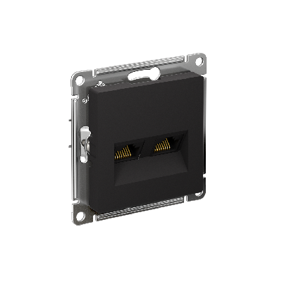 ATLASDESIGN РОЗЕТКА двойная компьютерная RJ45+RJ45, кат.6А, механизм, КАРБОН