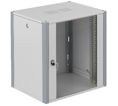 Шкаф телекоммуникационный настенный 19' 12U дверь стекло IP20. 600x450x585mm(ШхГхВ) цвет серый(RAL 7035/RAL7000)