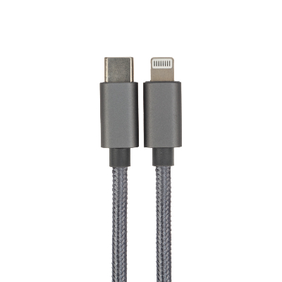 Кабель Type-C - Lightning PD, 1m, nylon, gray, 18-1826,