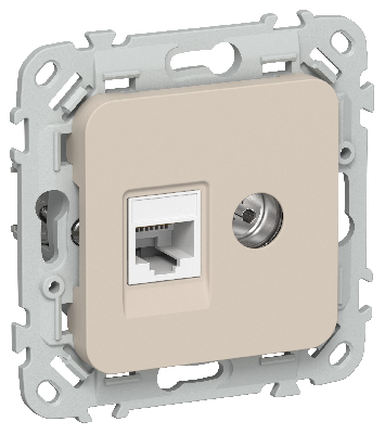 FLITE Розетка 2-местная RJ45/TV категория 5Е UTP РКТВ5е-2-0-ФлЛ льняной IEK