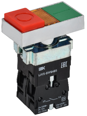 Кнопка управления двойная LAY5-BW8465 I-O с подсветкой 240В