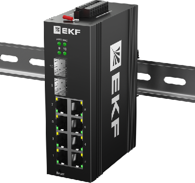 Коммутатор промышленный управляемый уровня L2 ML2-2GX/SFP-8GTP, 2 порта 1000Base-X SFP, 8 портов 10/100/1000Base-T(X) RJ45 c PoE, монтаж на динрейку TSX EKF