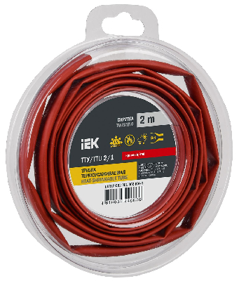 Трубка термоусадочная ТТУ нг-LS 2/1 красная (2м/упак) IEK