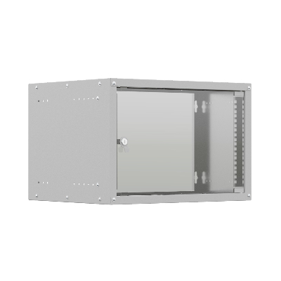 Шкаф настенный телекоммуникационный LIME 6U 550х350х370мм, 2 профиля 19, дверь стеклянная, боковые стенки несъемные, разобранный, серый RAL 7035