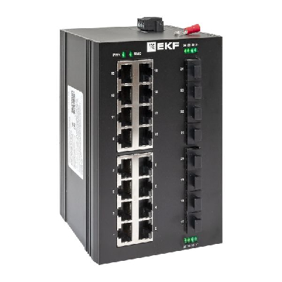 Коммутатор промышленный неуправляемый U-8GX/SFP-16GT, 8 портов 1000Base-X SFP, 16 портов 10/100/1000Base-T(X) RJ45, монтаж на динрейку TSX EKF