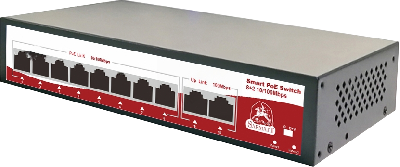 Коммутатор неуправляемый 8x100Мбит/с (RJ45 с PoE+), 2x100Мбит/с (RJ45) 120Вт