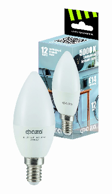 Лампа светодиодная LED 12Вт E14 5000K свеча 230/50