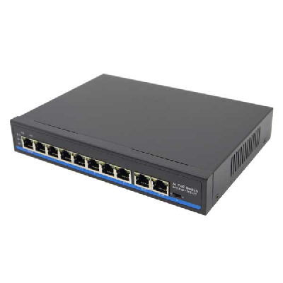 Коммутатор неуправляемый 8x100Мбит/с (RJ45 с      PoE+,PoE++), 2x1Гбит/с (RJ45) 120Вт