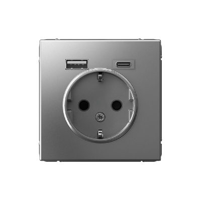 ARTGALLERY розетка 16А с 2 USB A+C, 5В/2,4А/3,0А, 2х5В/1,5А, механизм, сталь