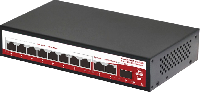 Коммутатор неуправляемый 8x1Гбит/с (RJ45 с PoE+), 2x1Гбит/с (RJ45) + 1x1Гбит/с (SFP) 120Вт