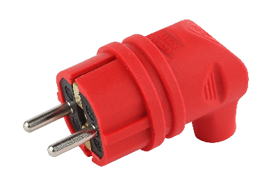Вилка каучуковая с/з 90град с кольцом 16A IP44 красная V9-RED-IP44