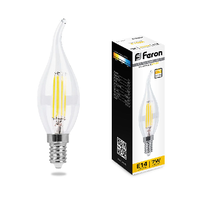 Лампа светодиодная LED 7вт Е14 теплый свеча на ветру FILAMENT диммируемая