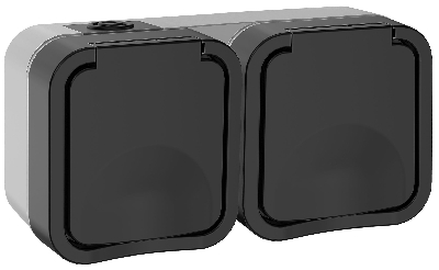 Розетка 2-местная горизонтальная TORS 16А IP55 графит