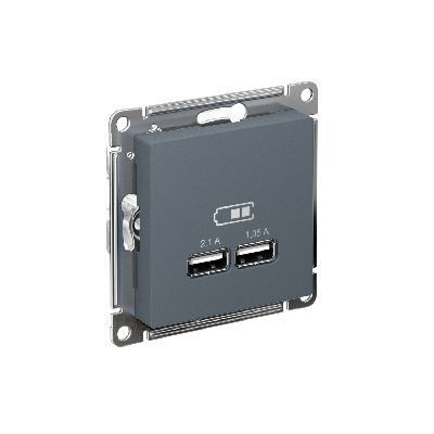 Розетка ATLASDESIGN USB 5В 1 порт x 2,1 А 2 порта х 1,05 А механизм грифель
