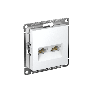 ATLASDESIGN РОЗЕТКА двойная компьютерная RJ45+RJ45, кат.6А, механизм, БЕЛЫЙ