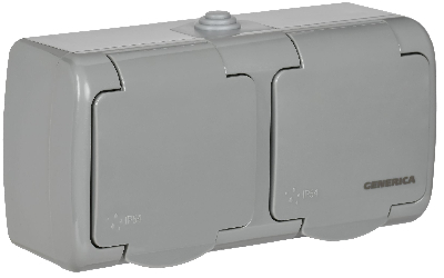 AQUATIC Розетка 2-ая с з/к откр. уст. 16А IP54    РСш22-2-А