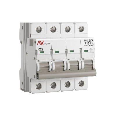 Выключатель автоматический AV-6 4P 25A (C) 6кА AVERES