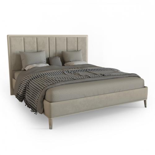 Двуспальная кровать Aura с мягким изголовьем, 160 х 200 см, бежевый