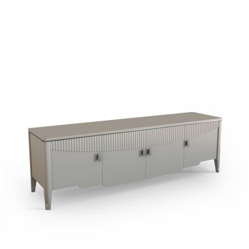Тумба ТВ Aura c 4 дверцами, фрезировка, 180 х 45 х 56 см, светло-серый