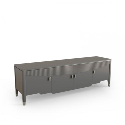 Тумба ТВ Aura c 4 дверцами, фрезировка, 180 х 45 х 56 см, графит