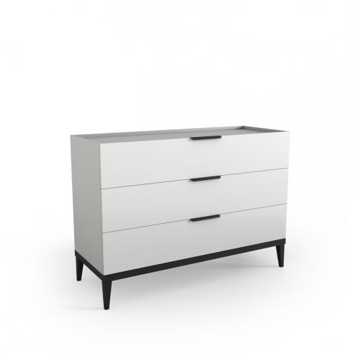 Комод с 3-мя ящиками NOVA, 120 см, молочный