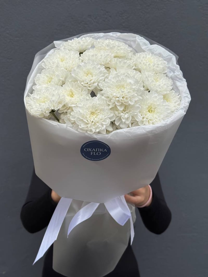 Букет хризантем, 5 шт, белых — фото 2