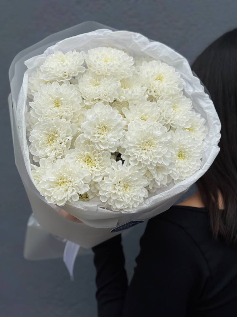 Букет хризантем, 5 шт, белых — фото 3