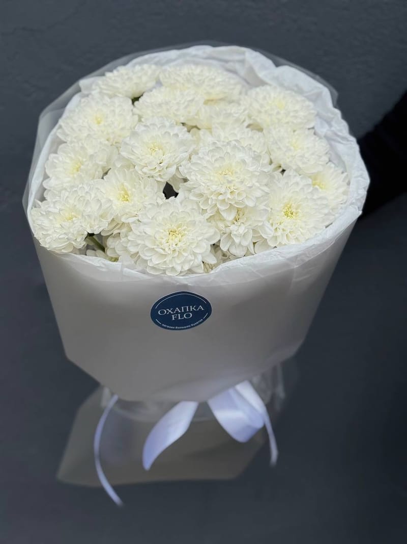 Букет хризантем, 5 шт, белых — фото 6