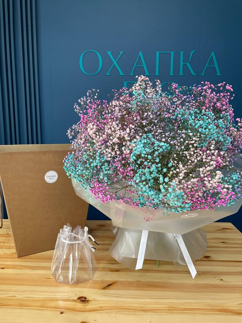 Букет из гипсофилы «Радужная фантазия». — фото 2