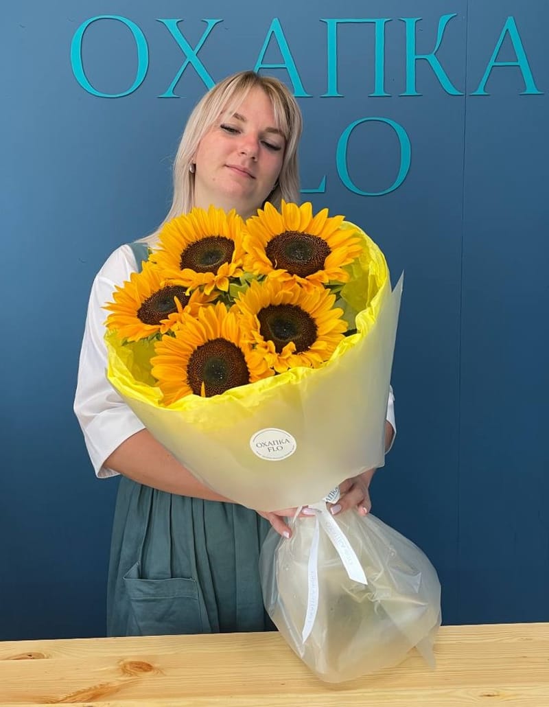 Букет из Подсолнухов 5 штук. — фото 5