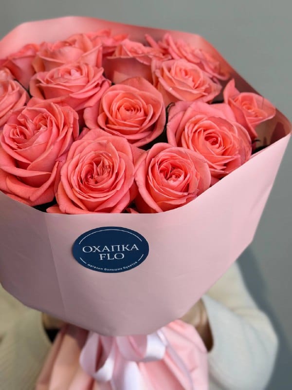 Букет коралловых роз, 15 шт. 50 см. — фото 6